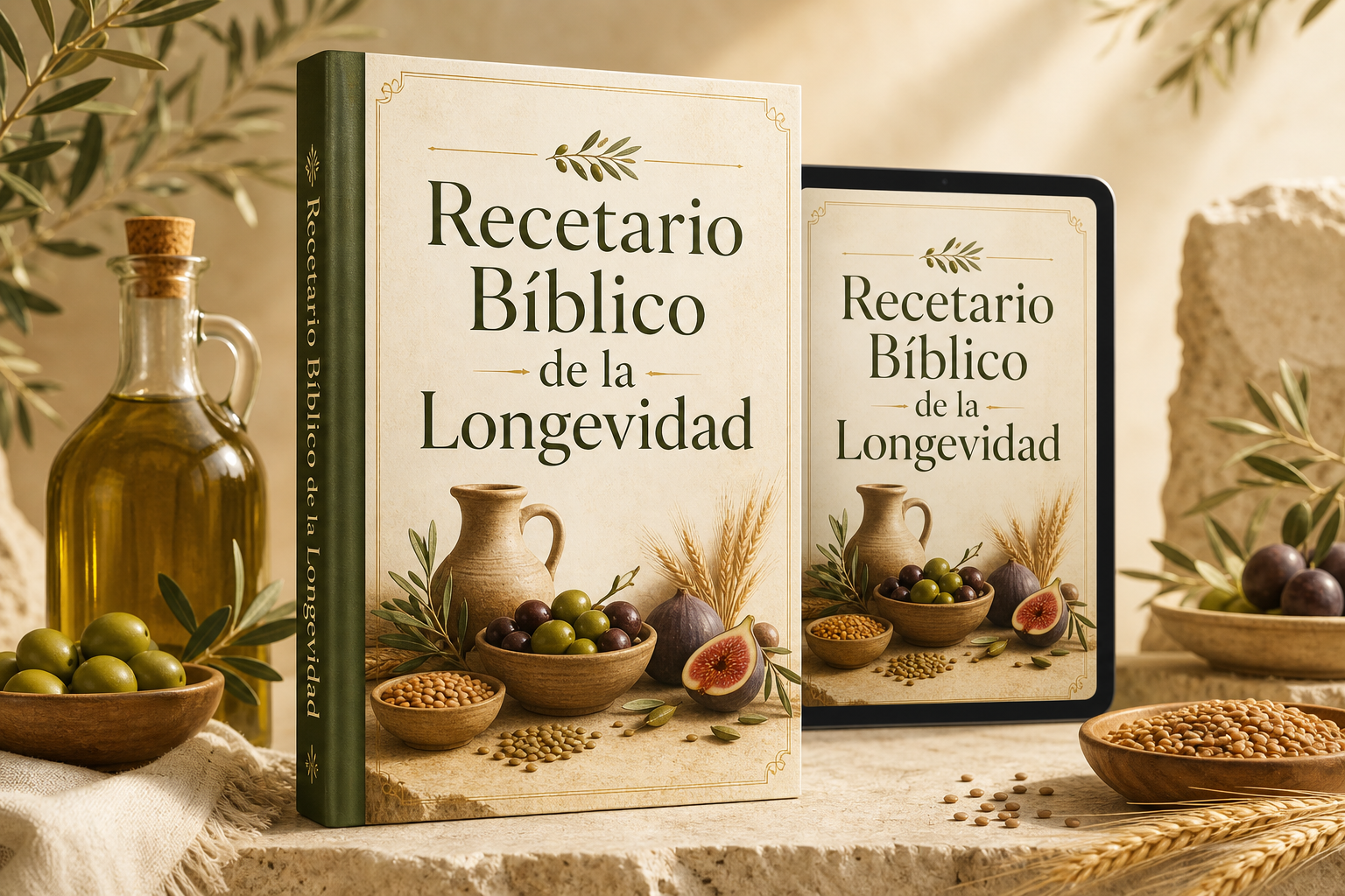 Mockup del eBook Recetario Bíblico de la Longevidad